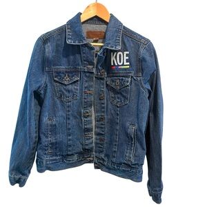 Port Authority Denim Jean Jacket KOE Logo Embroidered Blue Women’s M Hipster